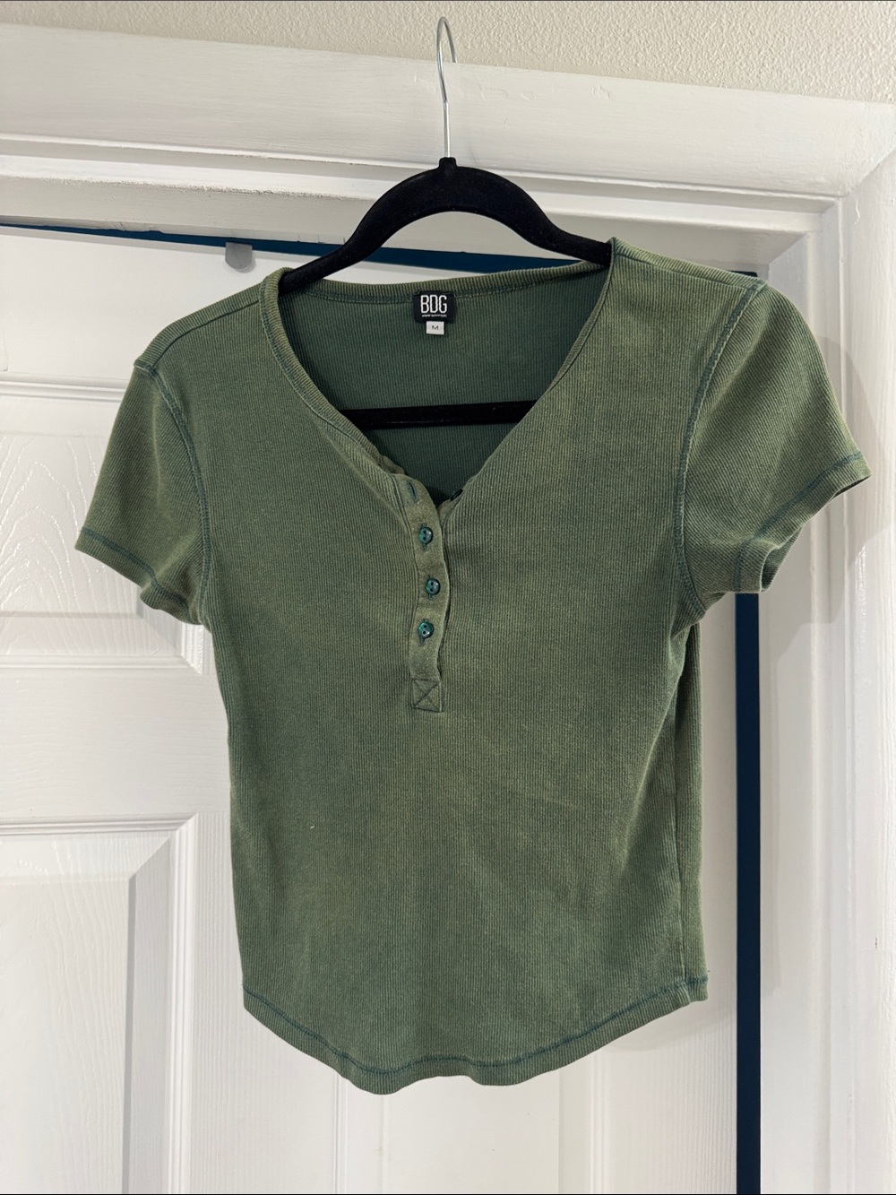 Urban Outfitters BDG Olive Short Sleeve Henley Tee